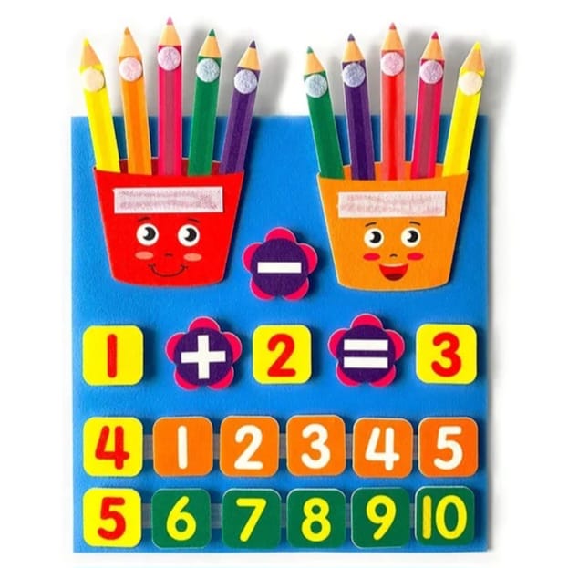 Joc matematic educativ, Invatam Adunarea si Scaderea cu Creioane Colorate